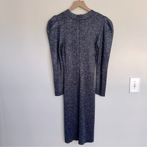 SACHIN & BABI Metallic Blue Long Sleeve Knee Length Occassion Dress Womens Small - Picture 2 of 12